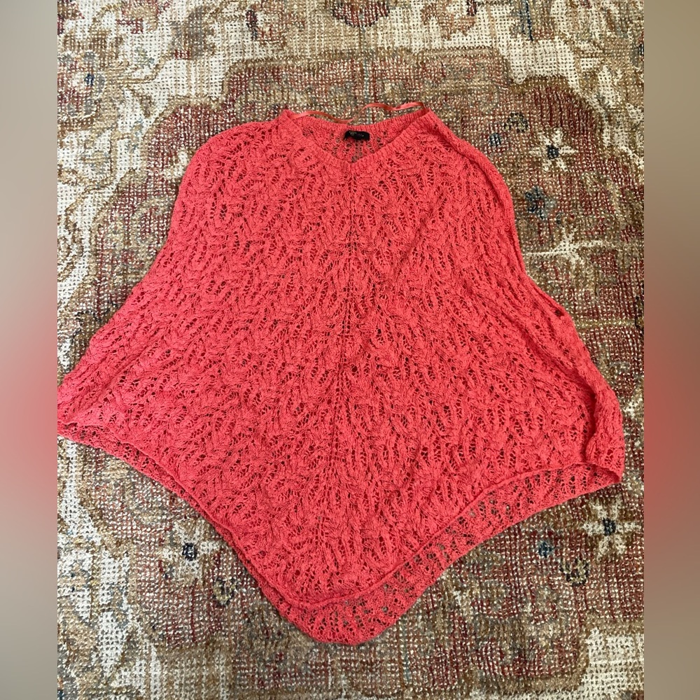 Cupid Coral Crocheted Poncho